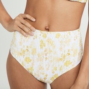 NWT Charlie Holiday Daisy s Smocked High-Waisted Bikini Swim Bottom #100496